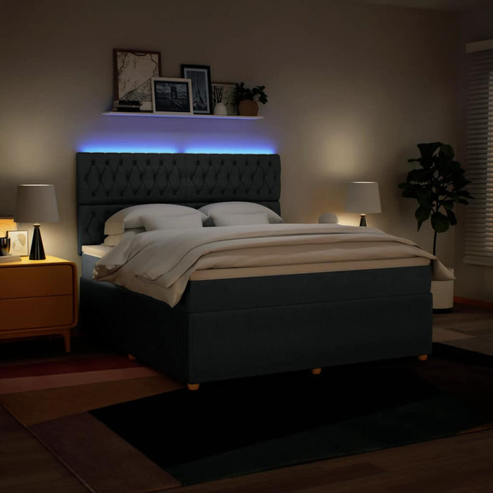 Pat box spring cu saltea, albastru, 180x200 cm, material textil - WALTI WALTI