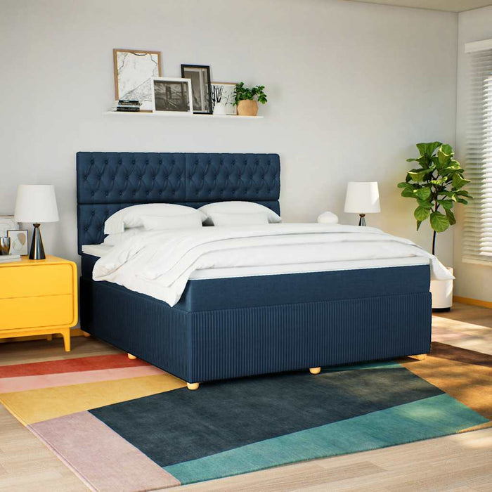 Pat box spring cu saltea, albastru, 180x200 cm, material textil - WALTI WALTI