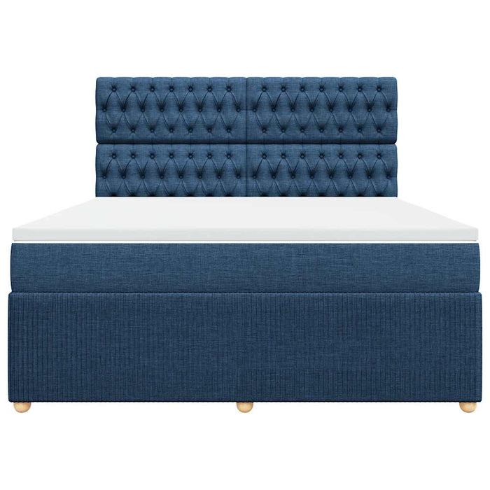 Pat box spring cu saltea, albastru, 180x200 cm, material textil - WALTI WALTI
