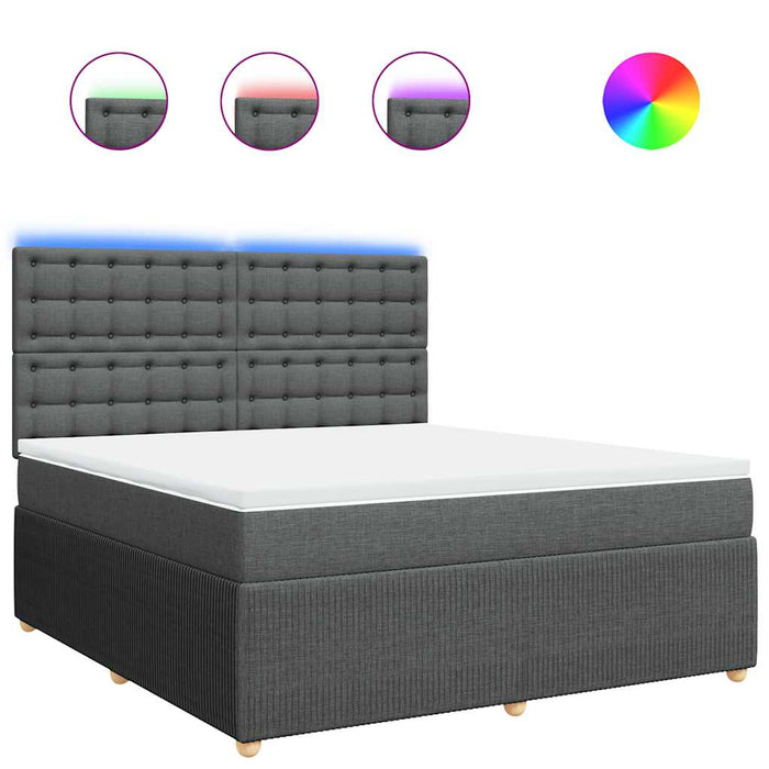 Pat box spring cu saltea, gri închis, 180x200 cm, textil - WALTI WALTI