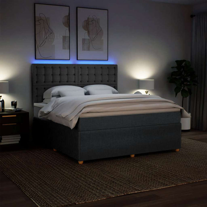 Pat box spring cu saltea, gri închis, 180x200 cm, textil - WALTI WALTI
