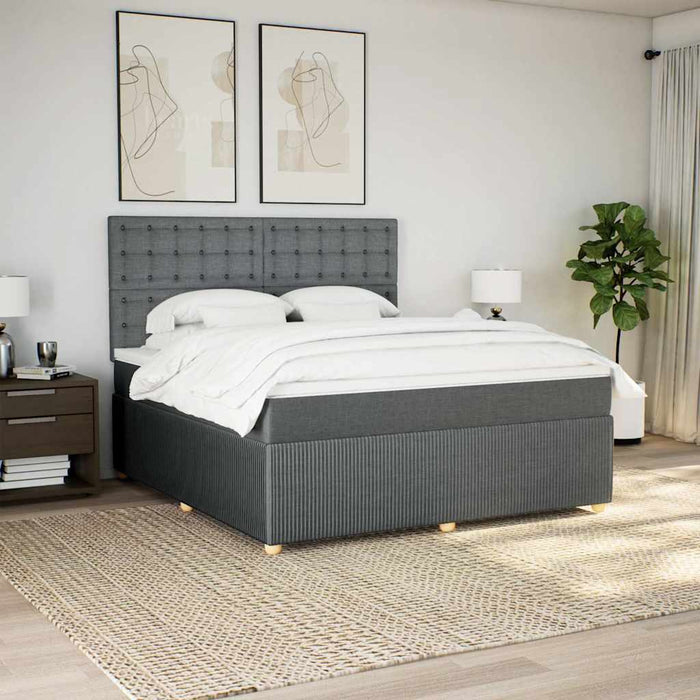 Pat box spring cu saltea, gri închis, 180x200 cm, textil - WALTI WALTI