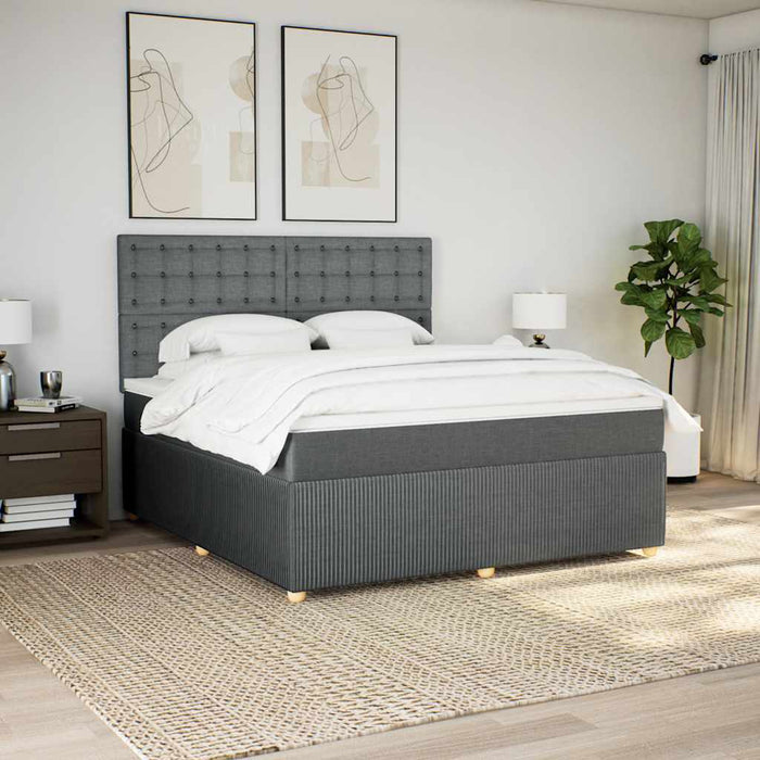 Pat box spring cu saltea, gri închis, 180x200 cm, textil - WALTI WALTI