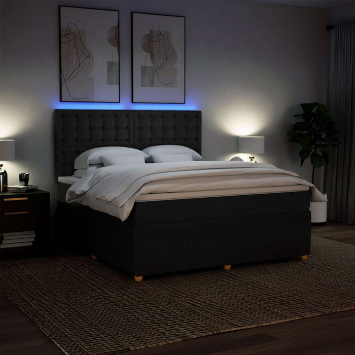 Pat box spring cu saltea, negru, 180x200 cm, catifea - WALTI WALTI