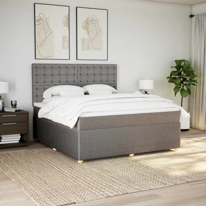 Pat continental cu saltea, gri taupe, 180x200 cm, textil - WALTI WALTI