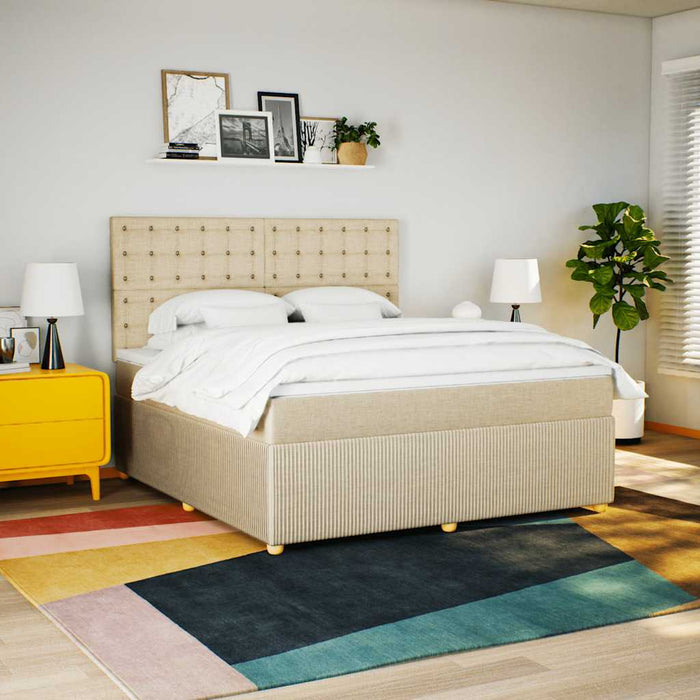 Pat continental cu saltea, crem, 180x200 cm, textil - WALTI WALTI