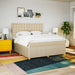 Pat continental cu saltea, crem, 180x200 cm, textil - WALTI WALTI