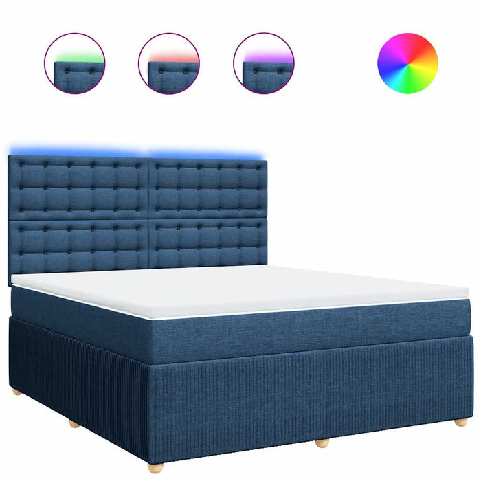Pat box spring cu saltea, albastru, 180x200 cm, material textil - WALTI WALTI