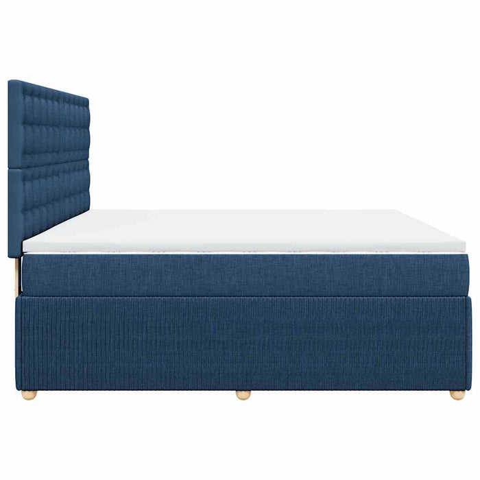 Pat box spring cu saltea, albastru, 180x200 cm, material textil - WALTI WALTI