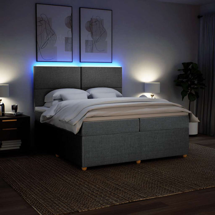 Pat box spring cu saltea, gri deschis, 200x200 cm, textil - WALTI WALTI