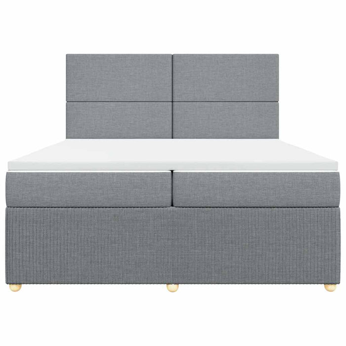 Pat box spring cu saltea, gri deschis, 200x200 cm, textil - WALTI WALTI