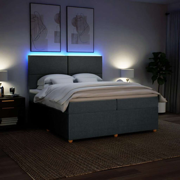 Pat box spring cu saltea, gri închis, 200x200 cm, textil - WALTI WALTI