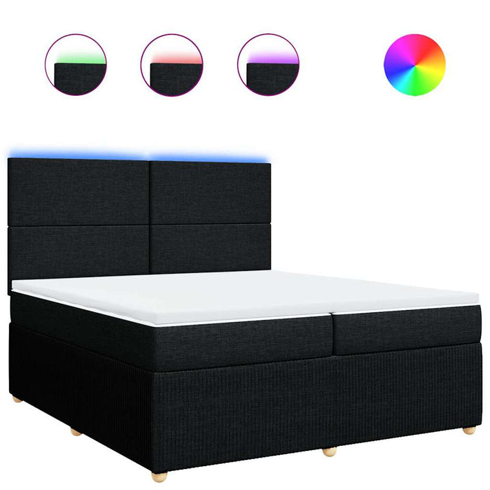 Pat box spring cu saltea, negru, 200x200 cm, textil - WALTI WALTI