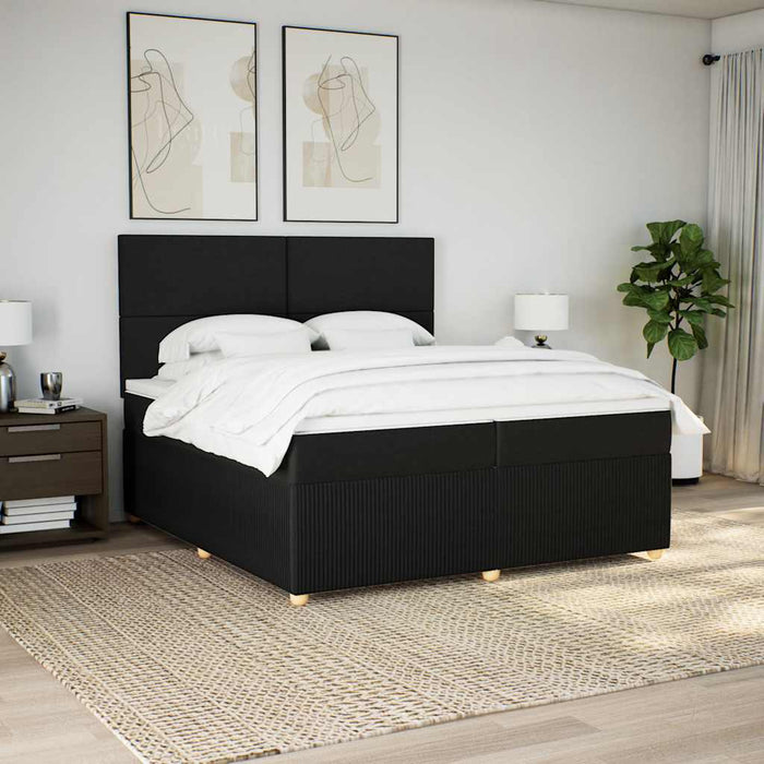 Pat box spring cu saltea, negru, 200x200 cm, textil - WALTI WALTI