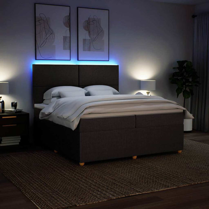 Pat box spring cu saltea, maro închis, 200x200 cm, textil - WALTI WALTI