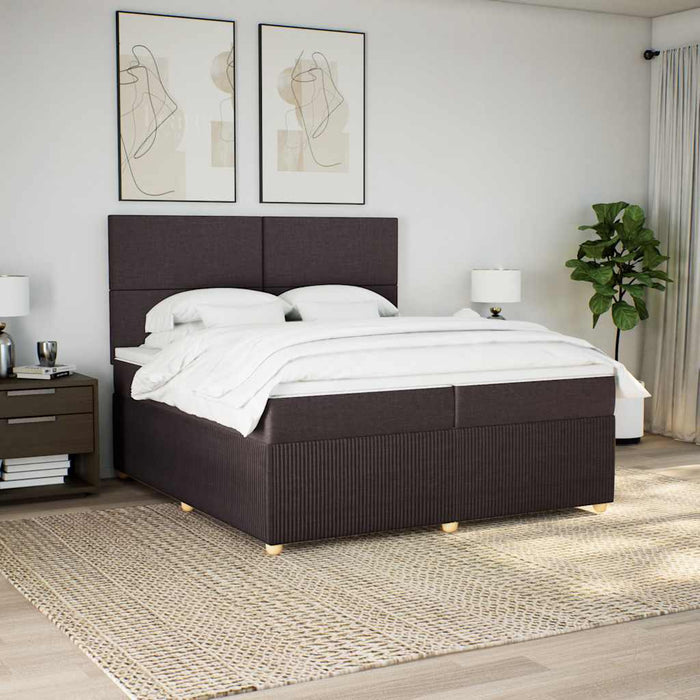 Pat box spring cu saltea, maro închis, 200x200 cm, textil - WALTI WALTI