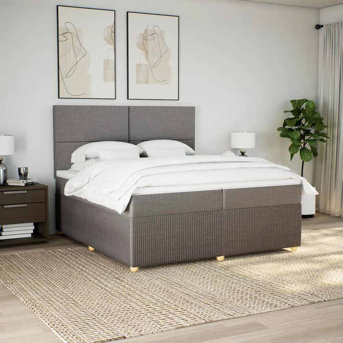 Pat box spring cu saltea, gri taupe, 200x200 cm, textil - WALTI WALTI