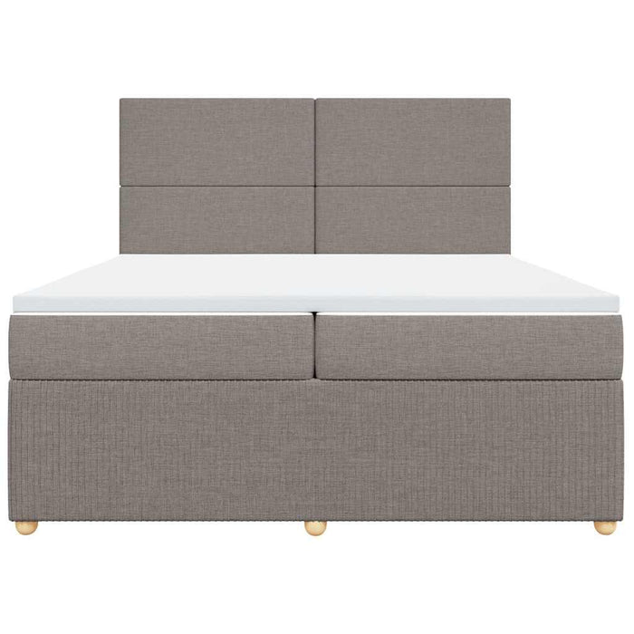 Pat box spring cu saltea, gri taupe, 200x200 cm, textil - WALTI WALTI