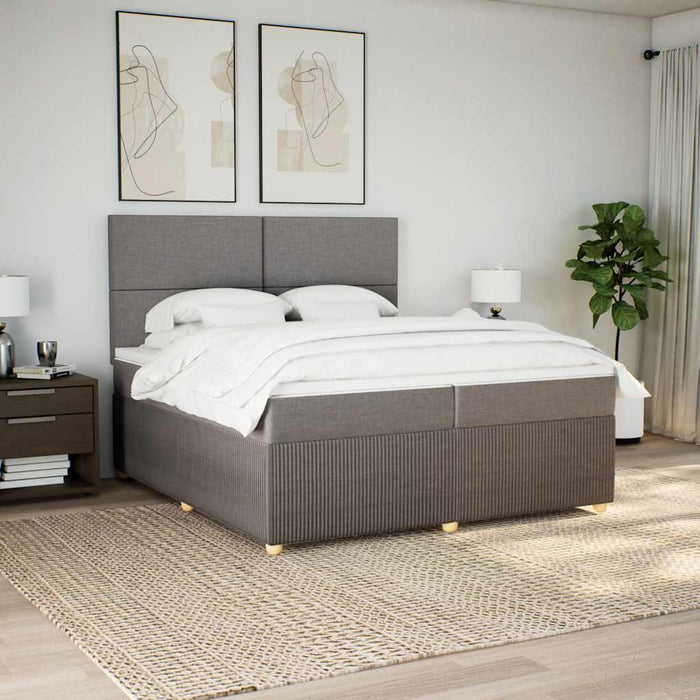 Pat box spring cu saltea, gri taupe, 200x200 cm, textil - WALTI WALTI