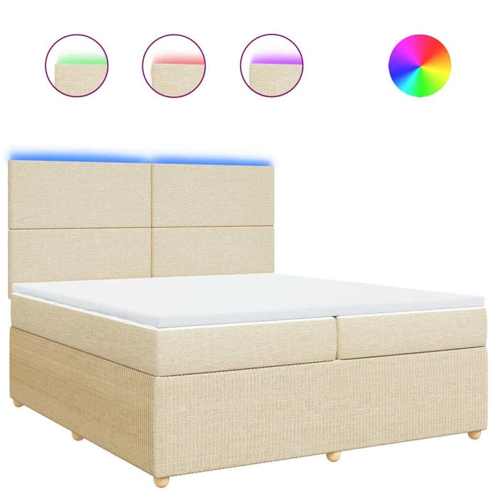 Pat box spring cu saltea, crem, 200x200 cm, textil - WALTI WALTI