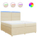 Pat box spring cu saltea, crem, 200x200 cm, textil - WALTI WALTI