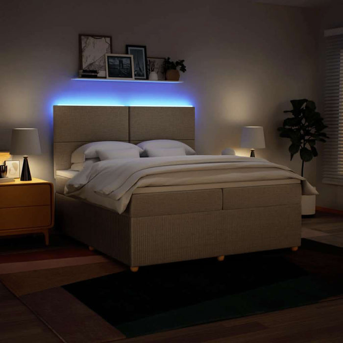 Pat box spring cu saltea, crem, 200x200 cm, textil - WALTI WALTI