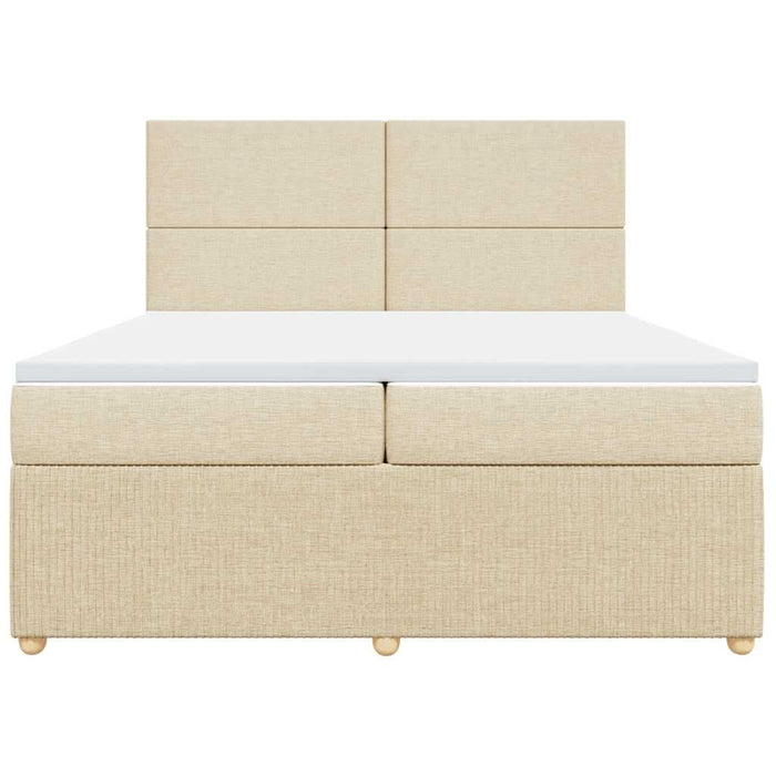 Pat box spring cu saltea, crem, 200x200 cm, textil - WALTI WALTI