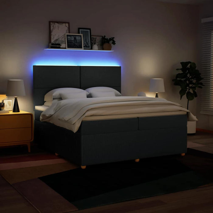 Pat box spring cu saltea, albastru, 200x200 cm, textil - WALTI WALTI