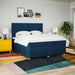 Pat box spring cu saltea, albastru, 200x200 cm, textil - WALTI WALTI