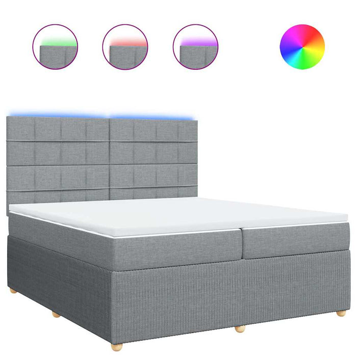 Pat box spring cu saltea, gri deschis, 200x200 cm, textil - WALTI WALTI