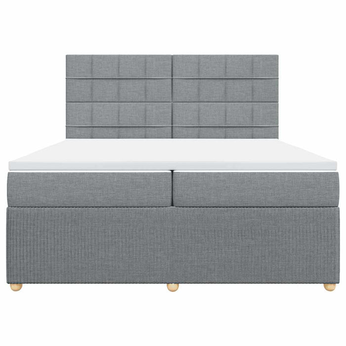 Pat box spring cu saltea, gri deschis, 200x200 cm, textil - WALTI WALTI