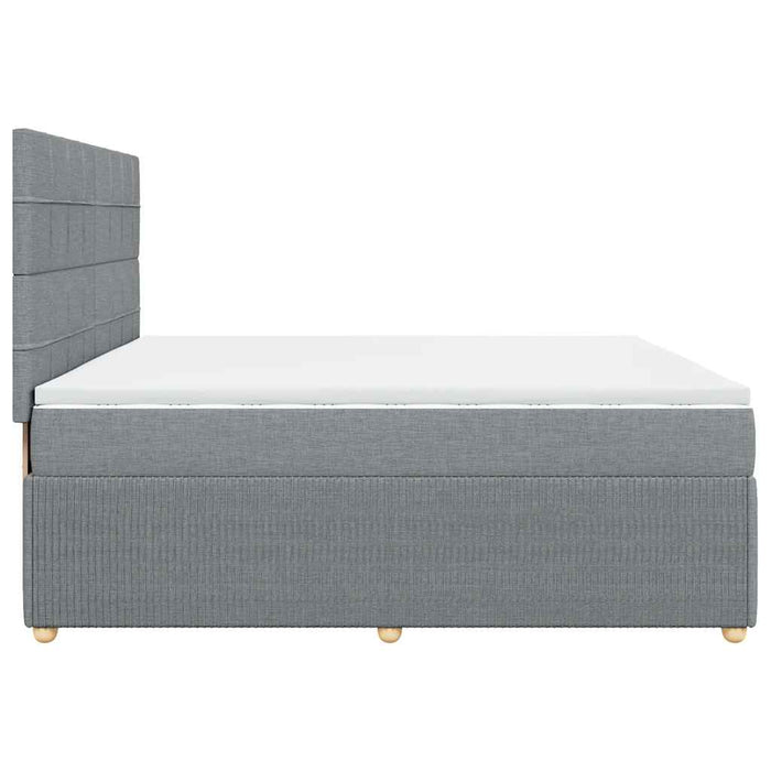 Pat box spring cu saltea, gri deschis, 200x200 cm, textil - WALTI WALTI