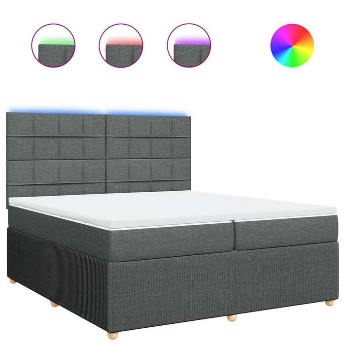 Pat box spring cu saltea, gri închis, 200x200 cm, textil - WALTI WALTI