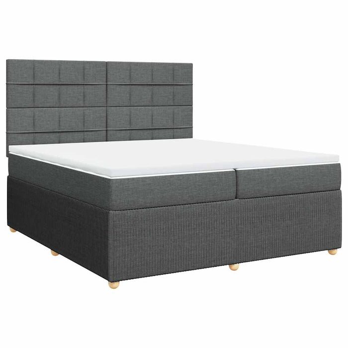 Pat box spring cu saltea, gri închis, 200x200 cm, textil - WALTI WALTI