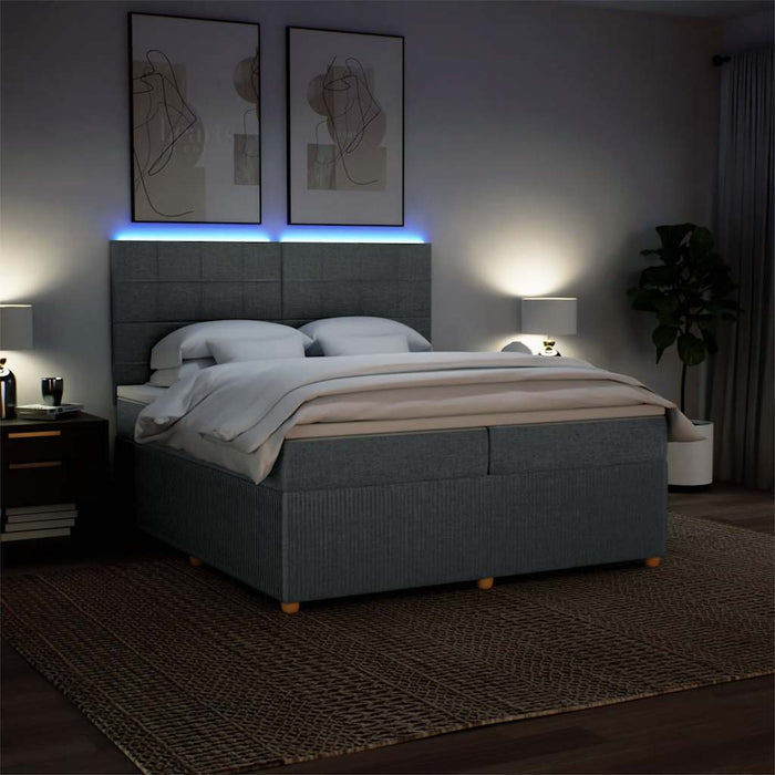 Pat box spring cu saltea, gri închis, 200x200 cm, textil - WALTI WALTI