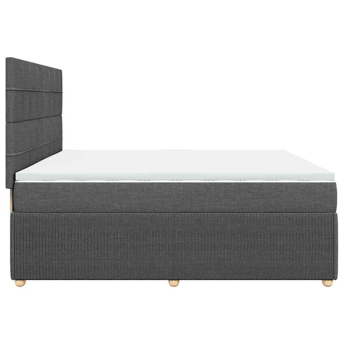Pat box spring cu saltea, gri închis, 200x200 cm, textil - WALTI WALTI