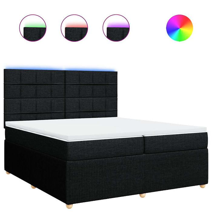Pat box spring cu saltea, negru, 200x200 cm, textil - WALTI WALTI