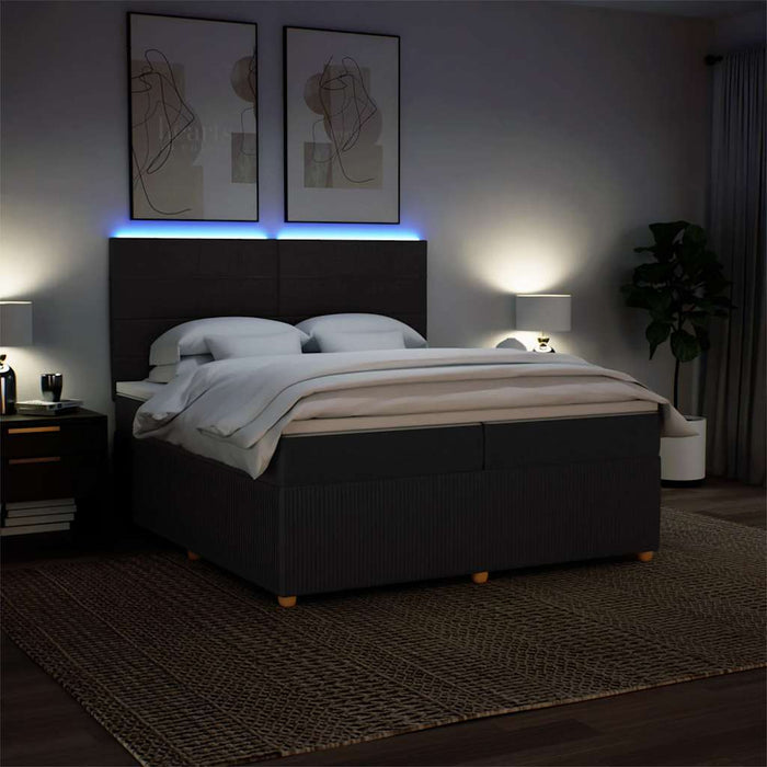 Pat box spring cu saltea, negru, 200x200 cm, textil - WALTI WALTI