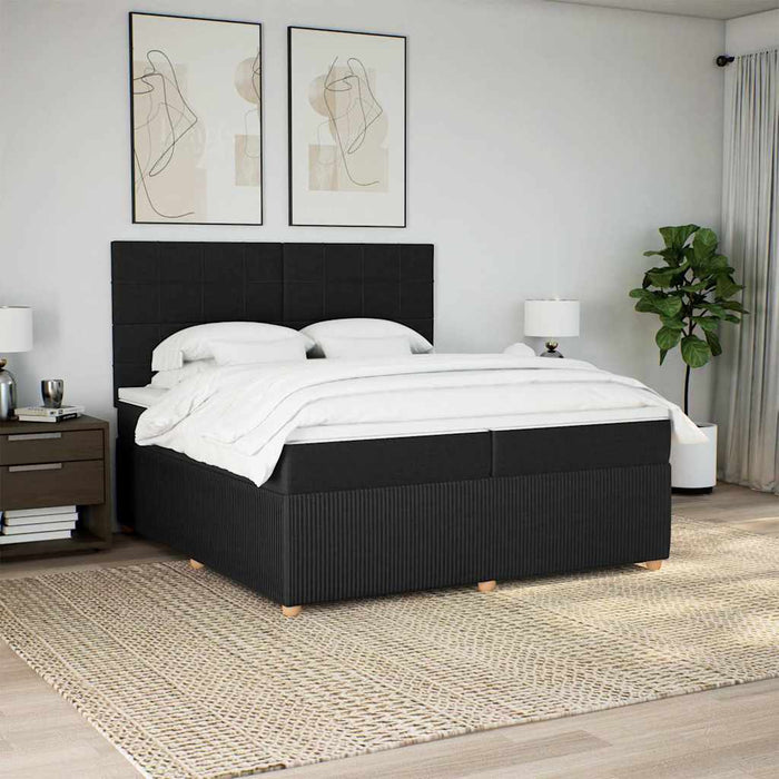 Pat box spring cu saltea, negru, 200x200 cm, textil - WALTI WALTI