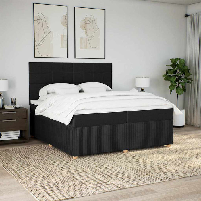 Pat box spring cu saltea, negru, 200x200 cm, textil - WALTI WALTI