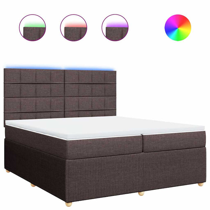 Pat box spring cu saltea, maro închis, 200x200 cm, textil - WALTI WALTI