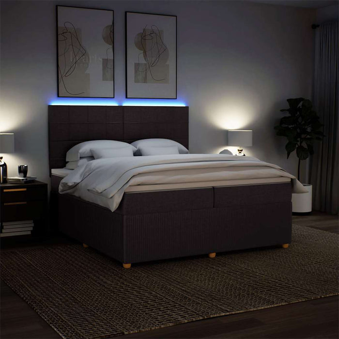 Pat box spring cu saltea, maro închis, 200x200 cm, textil - WALTI WALTI