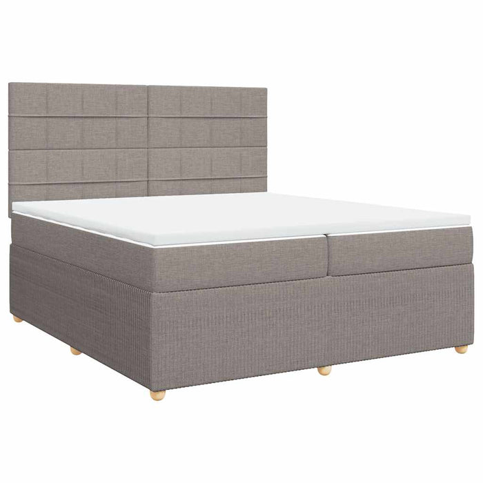 Pat box spring cu saltea, gri taupe, 200x200 cm, textil - WALTI WALTI