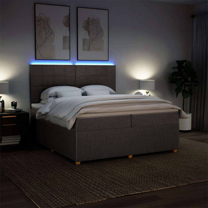 Pat box spring cu saltea, gri taupe, 200x200 cm, textil - WALTI WALTI
