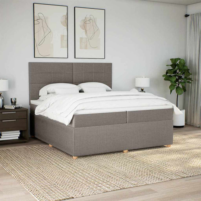 Pat box spring cu saltea, gri taupe, 200x200 cm, textil - WALTI WALTI