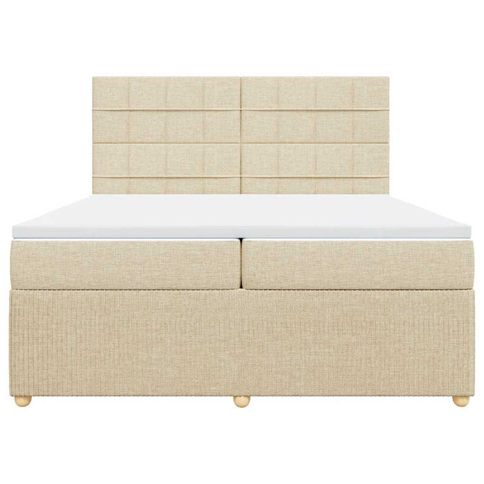 Pat box spring cu saltea, crem, 200x200 cm, textil - WALTI WALTI