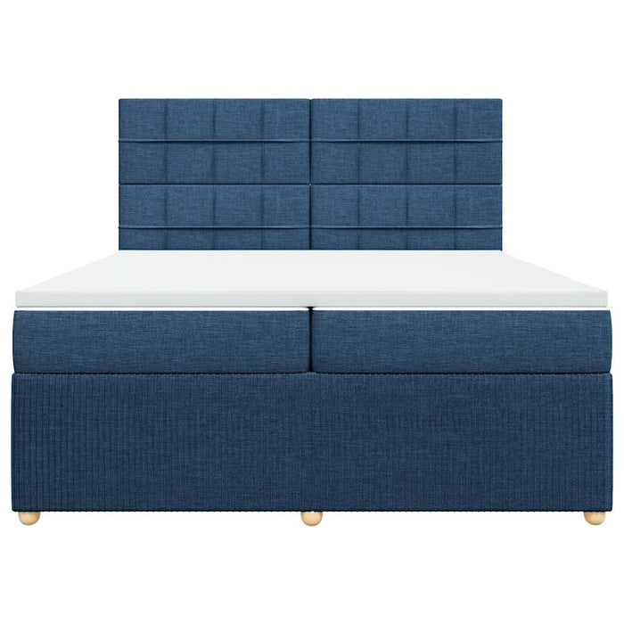 Pat box spring cu saltea, albastru, 200x200 cm, textil - WALTI WALTI