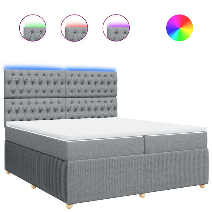 Pat box spring cu saltea, gri deschis, 200x200 cm, textil - WALTI WALTI