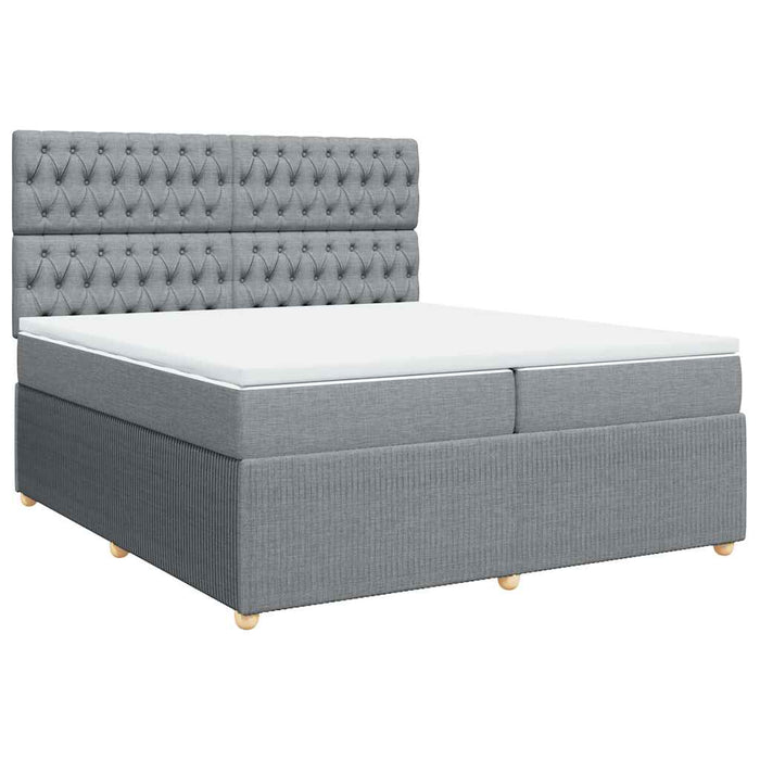 Pat box spring cu saltea, gri deschis, 200x200 cm, textil - WALTI WALTI