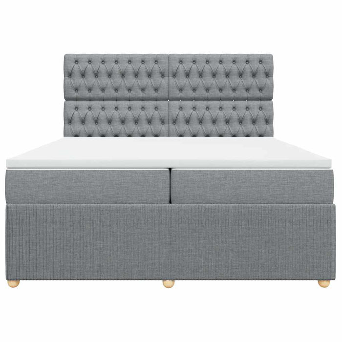 Pat box spring cu saltea, gri deschis, 200x200 cm, textil - WALTI WALTI